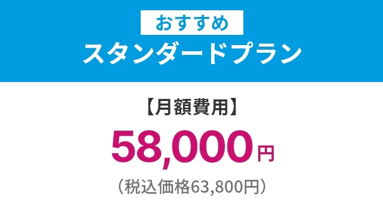 スタンダードプラン【月額費用】58,000円(税込価格63,800円)