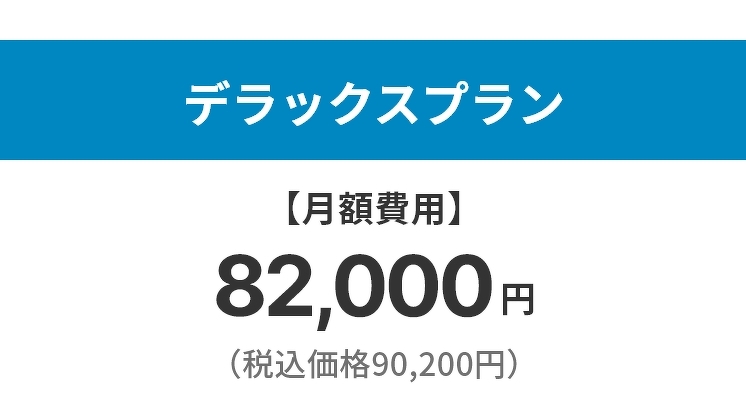 デラックスプラン【月額費用】82,000円(税込価格90,200円)